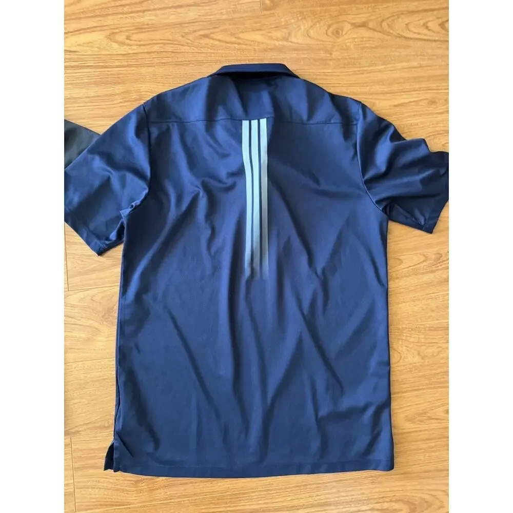 2 Adidas Small Polo Black Shirt Men Sports Logo Casual Golf Stretch Sleeve